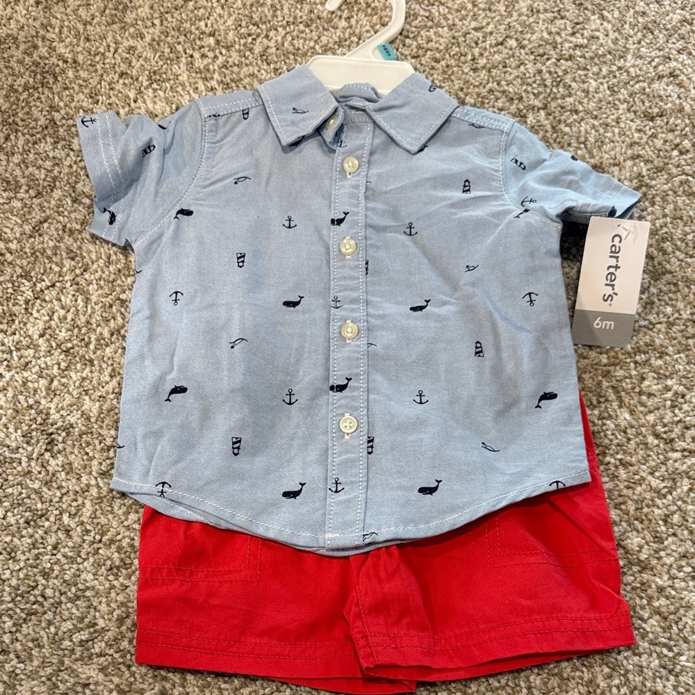 Carter's Light Blue Nautical Button-Down Shirt